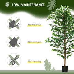 Set of 2 6ft Artificial Trees Ficus, Indoor Fake Plants with Pot, for Home Decor