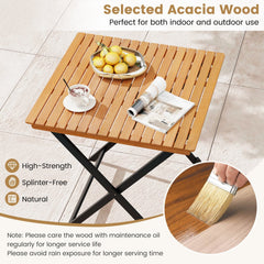 28 Inch Patio Folding Square Table with Slatted Tabletop for Backyard Porch [Best Seller in the US]