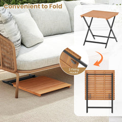 28 Inch Patio Folding Square Table with Slatted Tabletop for Backyard Porch [Best Seller in the US]