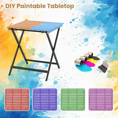 28 Inch Patio Folding Square Table with Slatted Tabletop for Backyard Porch [Best Seller in the US]