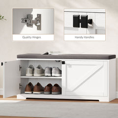 Shoe Storage Bench with Padded Seat, Entryway Bench Holds up to 352 lb, Shoe Organizer, 8 Pairs, Light Grey