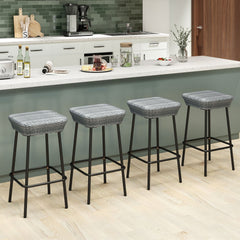 29.5 Inches Patio Bar Stools Set of 2 with Rattan Seat and Footrest