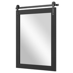 29 inches x 23 inches Rectangle Farmhouse Wall Mirror with Metal Bracket for Bathroom-Black