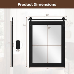 29 inches x 23 inches Rectangle Farmhouse Wall Mirror with Metal Bracket for Bathroom-Black