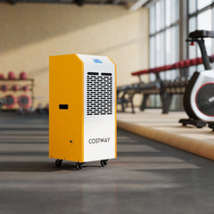 290 Pint Commercial Dehumidifier with Built-in Pump, 9000 Sq Ft, 350 CFM, 55 dB, Yellow and White