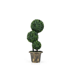 29 Inches Artificial Boxwood Topiary Tree Triple Ball Shrubs