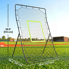 4 x 5.7ft Volleyball Rebounder Net with Strike Zone, Baseball Lacrosse Training Net for Pitching and Fielding