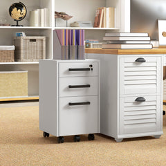 Lockable Vertical File Cabinet with Lock, 3 Drawer Filing Cabinet with Hanging Bars for Letter and A4 Size, Black