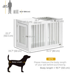31.5" Dog Crate Furniture with Double Doors, for Medium Dogs, Grey