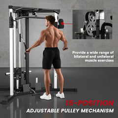 Multifunctional Home Gym Machine with Pull Up Bar, 15-Position Adjustable Strength Training Workout Station