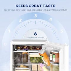 4.5 Cu Ft Mini Fridge with Freezer, Wheels, Single Door Refrigerator, Adjustable Thermostat, Reversible Door, Black