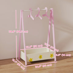 Kids Clothing Rack with Storage Shelf, Hangers, for Nursery Room, Living Room, Playroom, Green