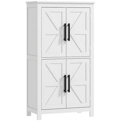Farmhouse Bathroom Storage Cabinet, Bathroom Floor Cabinet with Barn Doors and Adjustable Shelf, Black
