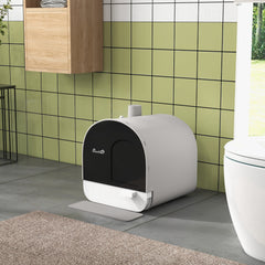 Cat Litter Box with Lid, Removable Tray, Scoop, Filter, Green