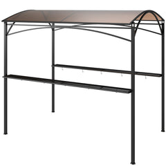 8' x 5' Hardtop Grill Gazebo, Outdoor BBQ Gazebo with PC Board Roof, BBQ Canopy Gazebo with 2 Side Shelves and 10 Hooks