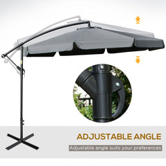 11 FT Cantilever Patio Umbrella Offset Parasol with Cross Base and 8 Ribs for Garden, Black