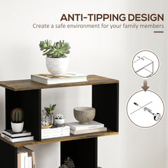 5-Tier Bookshelf, Geometric S Shaped Bookcase, Tall Narrow Display Shelf for for Living Room, Study Room, White
