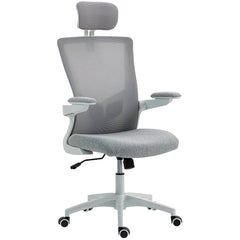 Ergonomic Office Chair, Swivel Desk Chair with Adjustable Lumbar Support, Headrest and Height, Flip-up Armrests, Beige