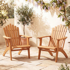 2-Pack Stackable Adirondack Chairs with Solid Acacia Wood for Patio