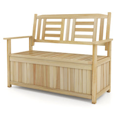 2-Person Garden Bench with 49 Gal Storage Bench and Backrest﻿-Natural