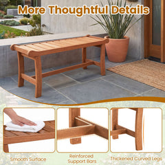 2-Person Outdoor Wood Bench with Slatted Seat and Raised Edges-1 Piece