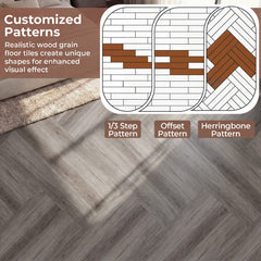 2 Pieces Floor Tile Vinyl Flooring Waterproof Vinyl Plank Flooring-Gray