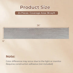 2 Pieces Floor Tile Vinyl Flooring Waterproof Vinyl Plank Flooring-Gray