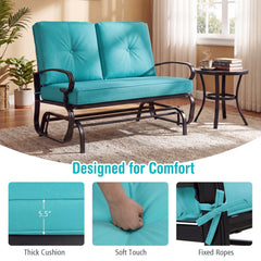 2 Seats Outdoor Swing Glider Chair with Comfortable Cushions-Pantone Green