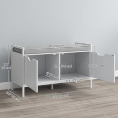 Shoe Storage Bench with Seat Cushion, Shoe Cabinet for Hallway, Entryway Bench, Supports 352lbs, White