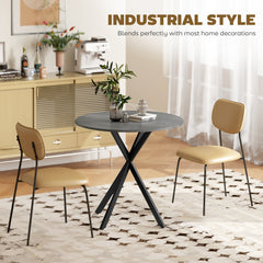 31.5" Industrial Round Dining Table - White Oak