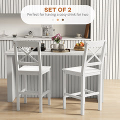 Counter Height Stools Set of 2, Farmhouse Bar Stools with Backs, Solid Wood Counter Stools for Kitchen Island