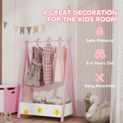 Kids Clothing Rack with Storage Shelf, Hangers, for Nursery Room, Living Room, Playroom, Green