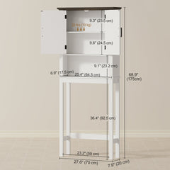 Over The Toilet Storage, Bathroom Cabinet Over Toilet with Open Shelf and Adjustable Bottom Bar, White