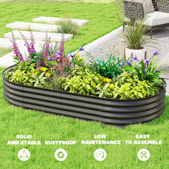 6 x 3 x 1ft Galvanized Raised Garden Bed Kit, Metal Planter Box with Safety Edging, Black