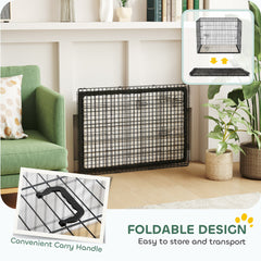 24" Dog Crate with 2 Doors, Folding Metal Dog Cage with Soft Cushion, Removable Tray, Handle for Extra Small Dogs, Black