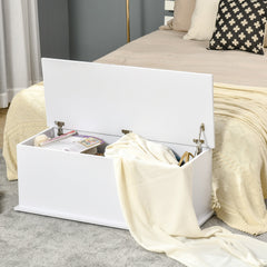 39.5" Storage Chest with 2 Safety Hinges, Storage Box Organizer with Flip-Top Lid, Entryway Storage Bench, Black