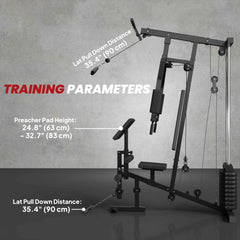 Multifunction Home Power Exercise Gym System Weight Training Exercise Workout Station Fitness Strength Machine for Whole Body Training Black