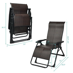 2 Pieces Patio Rattan Zero Gravity Lounge Chair