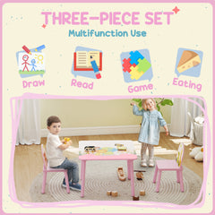 Kids Table and Chair Set, Toddler Table and 2 Chairs Set for Art, Craft, Reading, Learning, Pink
