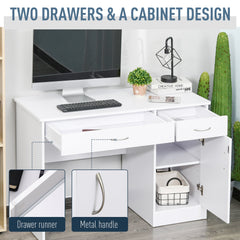 Computer Desk with Storage Drawers, Study Writing Table with Cabinet Adjustable Shelf for Home Office Workstation Bedroom, Black