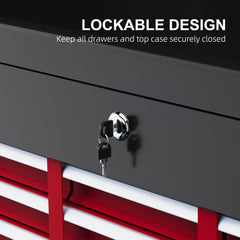 6 Drawer 24" Portable Tool Box with Top Case, Ball Bearing Slides, Metal Tool Chest for Garage, Household and Warehouse