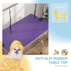 Adjustable Dog Grooming Table with 2 Safety Slings, Storage Basket, Black