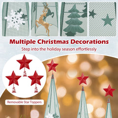 3/3.5/4 Feet Set of 3 Tower Shaped Christmas Trees with Removable Star Toppers