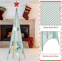 3/3.5/4 Feet Set of 3 Tower Shaped Christmas Trees with Removable Star Toppers
