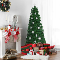 5 FT Fibre Optic Christmas Tree with 170 Tips, 21 LEDs, Lit Snowflakes and Metal Stand