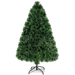 4 FT Fibre Optic Artificial Christmas Tree with 125 Branch Tips, 7 Colour Lights and Metal Stand