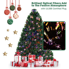 4 FT Fibre Optic Artificial Christmas Tree with 125 Branch Tips, 7 Colour Lights and Metal Stand