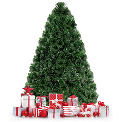 4 FT Fibre Optic Artificial Christmas Tree with 125 Branch Tips, 7 Colour Lights and Metal Stand