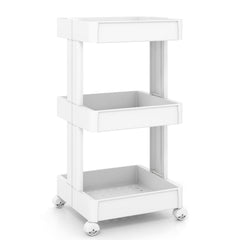 3/4-Tier Rolling Utility Cart with Detachable Trays and Smooth Wheels-3-Tier