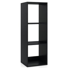 3 Cube Bookshelf with Back Guardrail for Living Room Bedroom-Black
